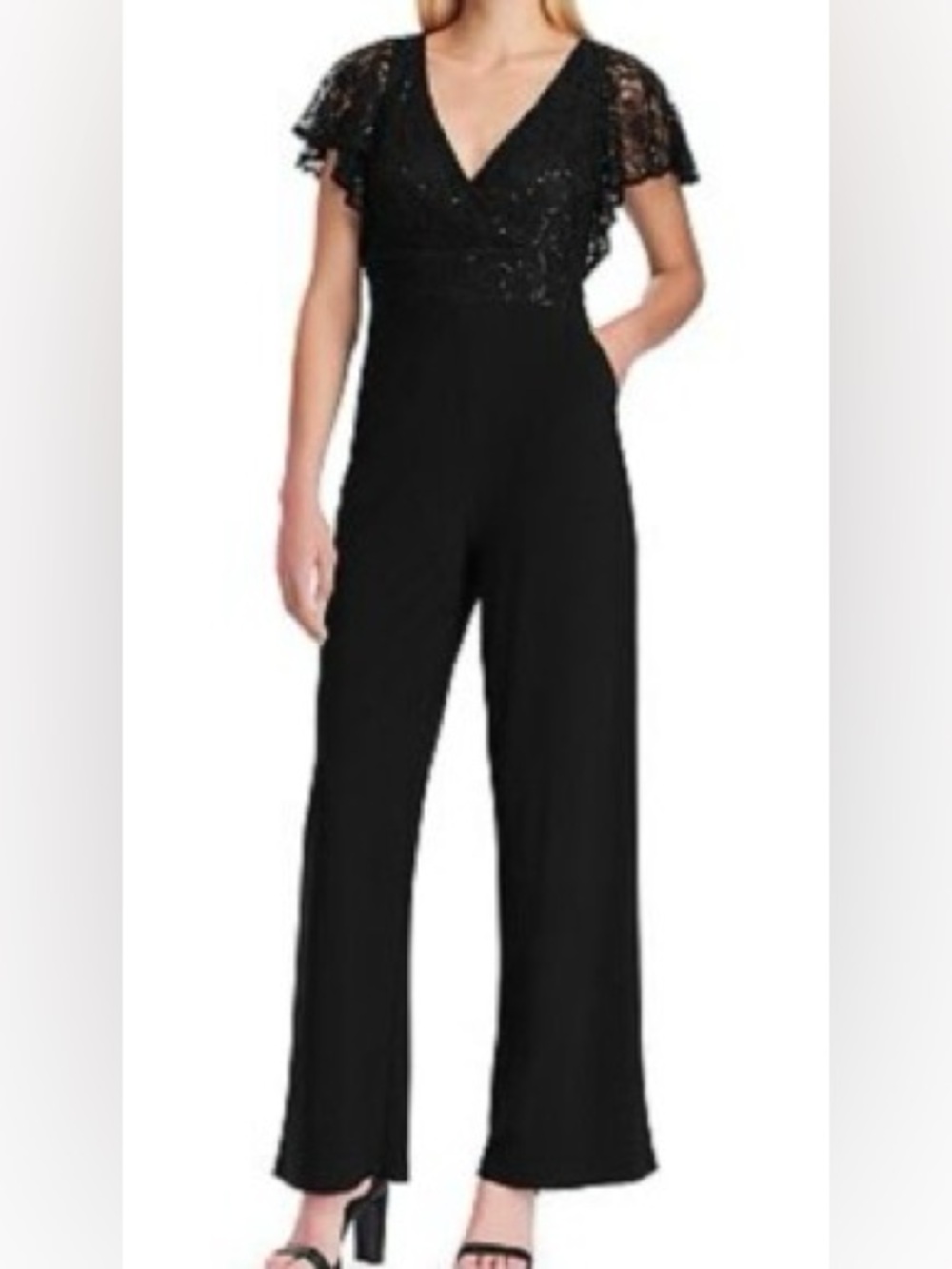 Chaps Black Lace Detail Top